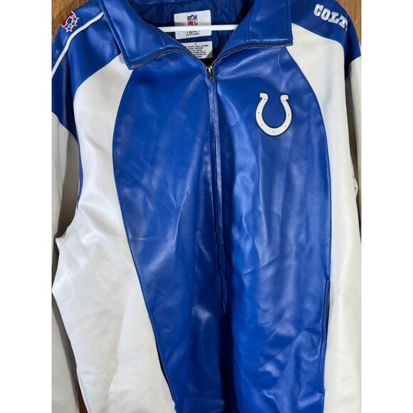 Indianapolis Colts Jacket Mens‎ Sz XL Vinyl Full Zip Blue White NFL Team Apparel - Picture 4 of 10
